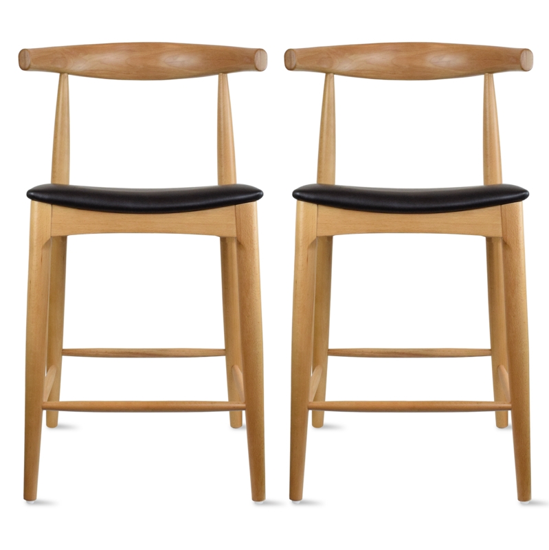 2xhome Set of 2 Solid Wood Farmhouse Counter Stools with PU Leather Cushion  Seat, Modern Accent Dining Elbow Chair Barstools - 2xhome - Modern and  Contemporary Furniture