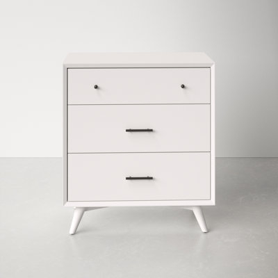 3 Drawer Chest Mixed Hardware Splayed Tapered Legs Mid Century