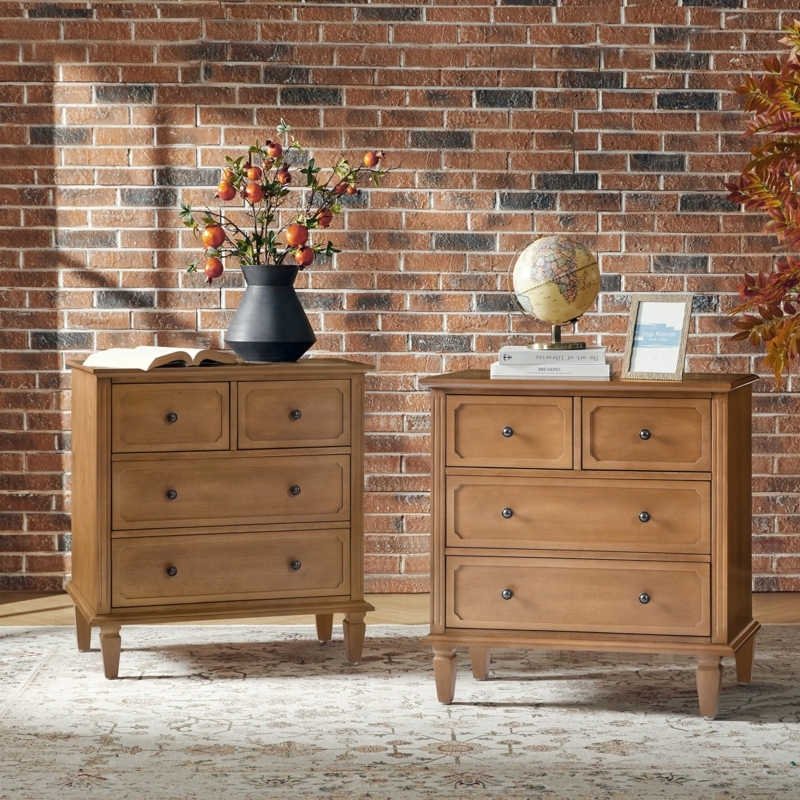 Accent Chests with Octagonal Paneling & Tapered Legs, Traditional Style