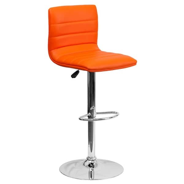 Adjustable Bar Stool, Horizontal Tufting, Chrome Pedestal