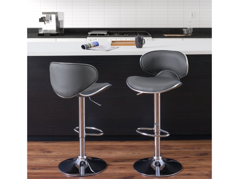 Adjustable Swivel Bar Stools with Curved Form-Fitting Back