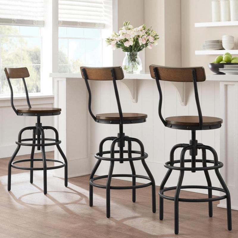 Adjustable Swivel Stools: Threaded Post, Double Circular Footrest