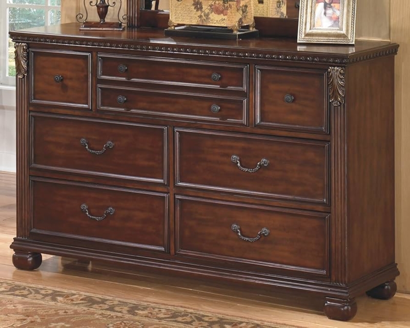 Amazon.com: Signature Design by Ashley Leahlyn Traditional Ornate 7 Drawer  Dresser, Warm Brown : Home & Kitchen