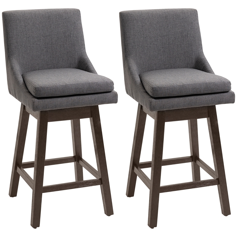 Armless Swivel Bar Stool in Transitional Woven Fabric