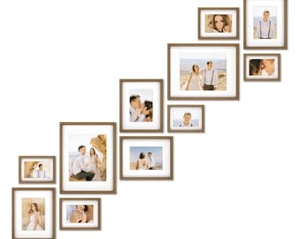 Ascending Frame Set, Diagonal Layout, Natural Wood Tones