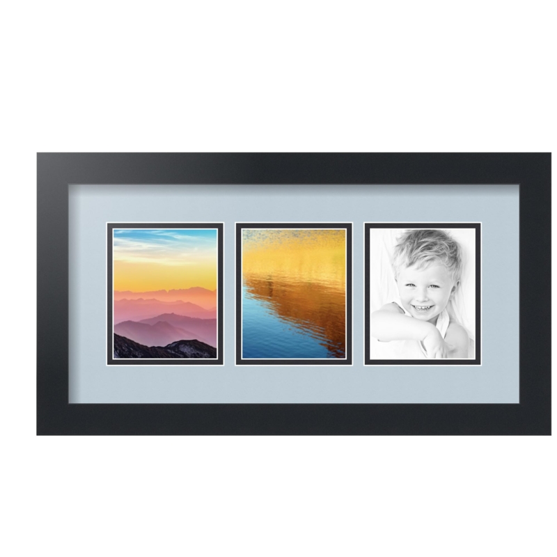 Baby Blue Matted Collage Frame Double Matted Triple Opening