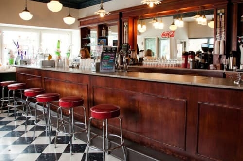 Backless Retro Bar Stool in Vintage Soda Fountain Style