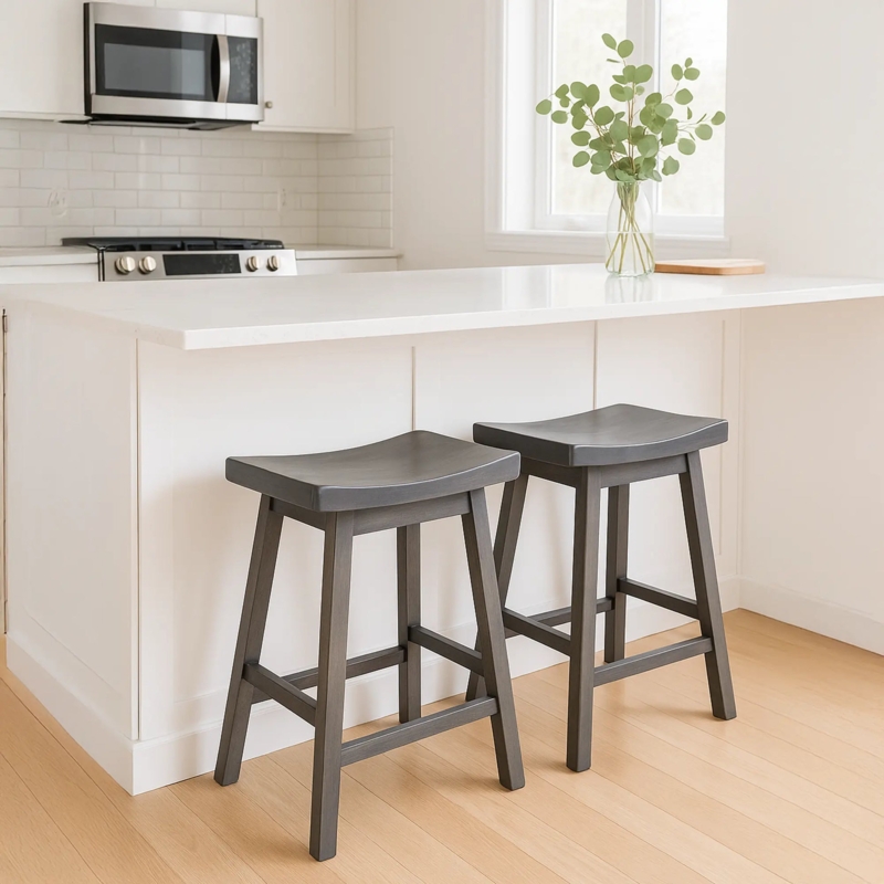 Backless Saddle Seat Bar Stools with Matte Finish
