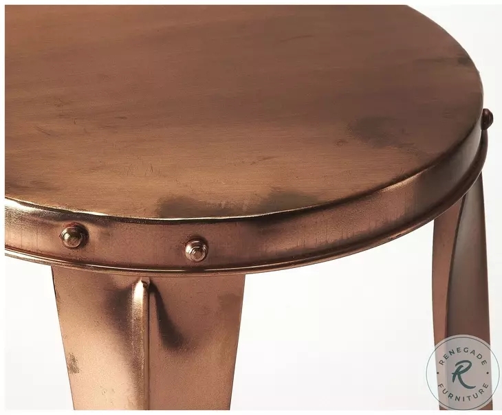 Backless Stool featuring Riveted Apron and Tapered Metal Legs