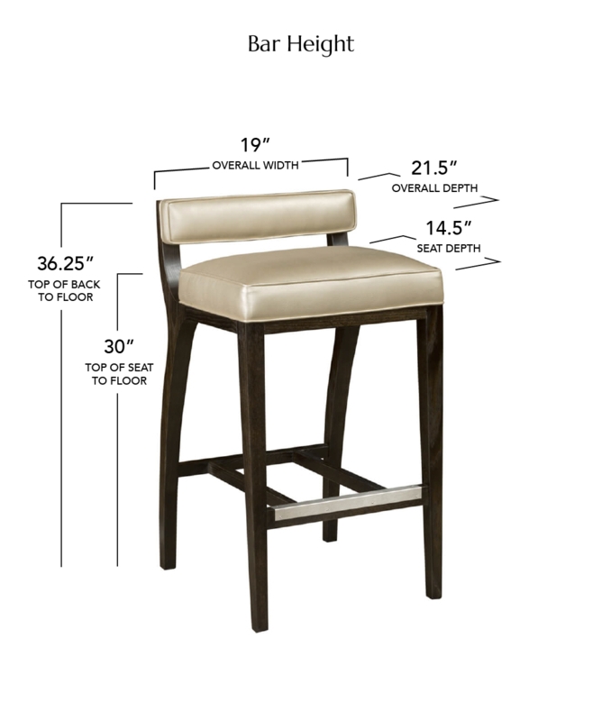 Bar Height Stool Low Back Mid Century Modern Metallic Footrest Plate