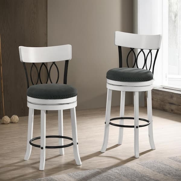 Bar Height Stools Sea White Swivel Interlocking Oval Backrest (67 characters)