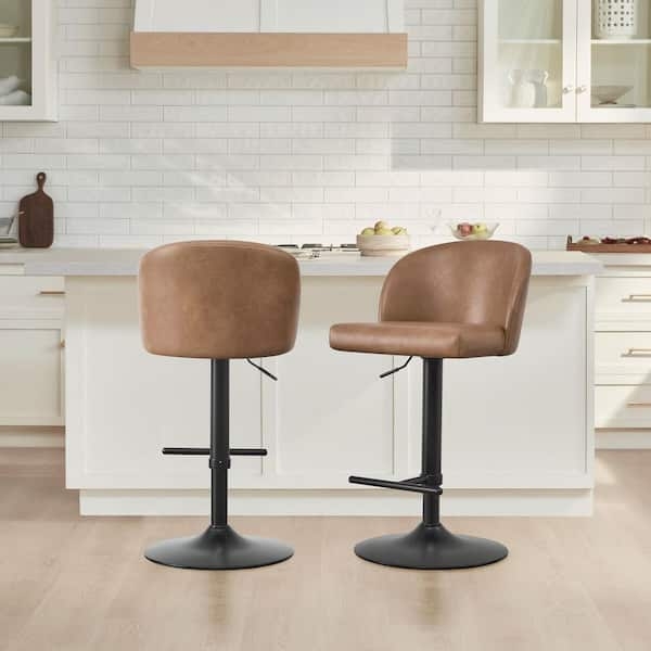 Bar Stool Adjustable Gas Lift Black Metal Pedestal Base Industrial