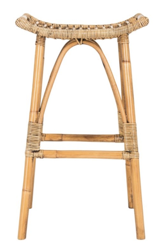 Bar Stool Backless Curved Seat Arched Leg Support Rattan