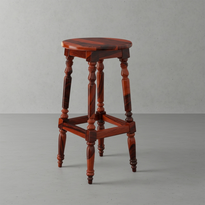 Bar Stool Backless Rustic Wood Pronounced Grain Square Footrest