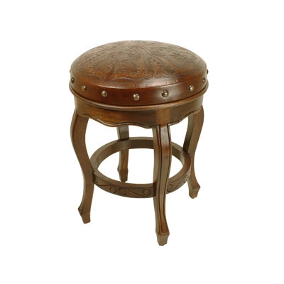 Bar Stool Backless Traditional Ornate Cabriole Legs Embossed Seat