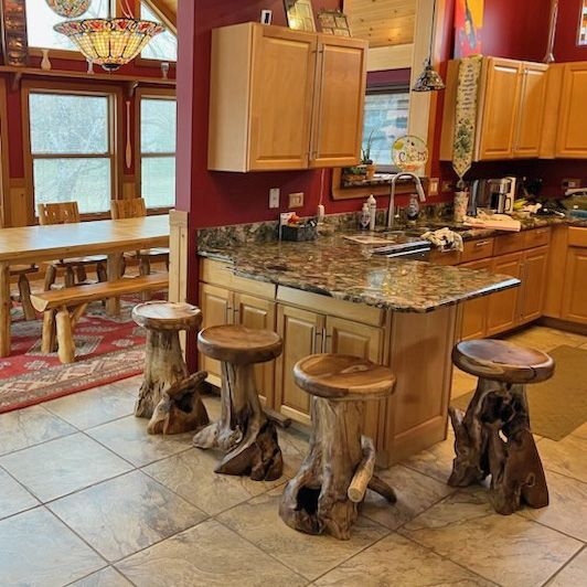 Bar Stool Backless Tree Stump Base Live Edge Wood Rustic Cabin Decor
