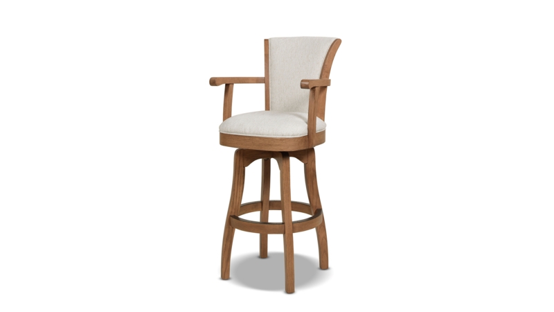 Bar Stool Beige Linen-Like Wood Frame Swivel Transitional Style