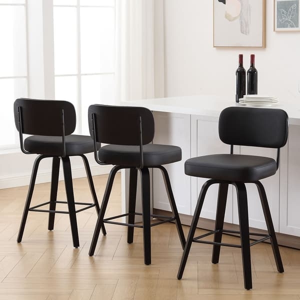 Bar Stool Bentwood Legs Swivel Mechanism Curved Low Back Mid-Century