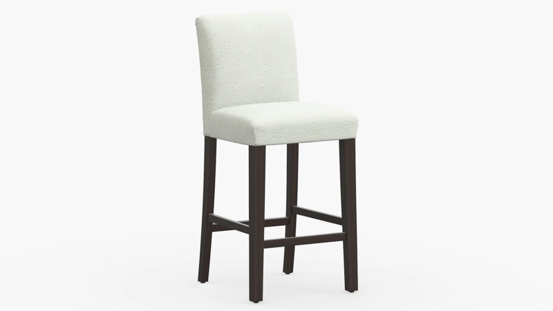 Bar Stool Boucle Texture Espresso Legs High Back Transitional Style