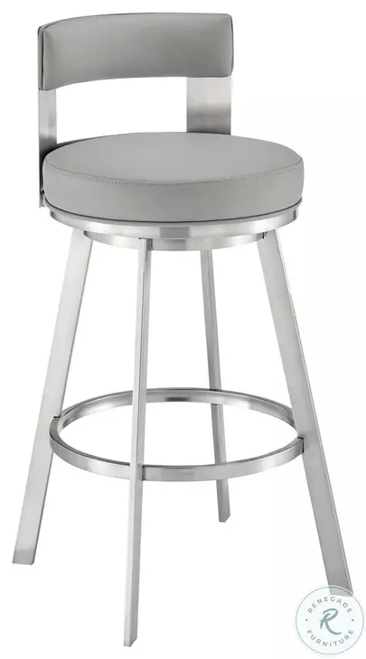 Bar Stool Brushed Stainless Steel Swivel, Open Back Contemporary Kitchen