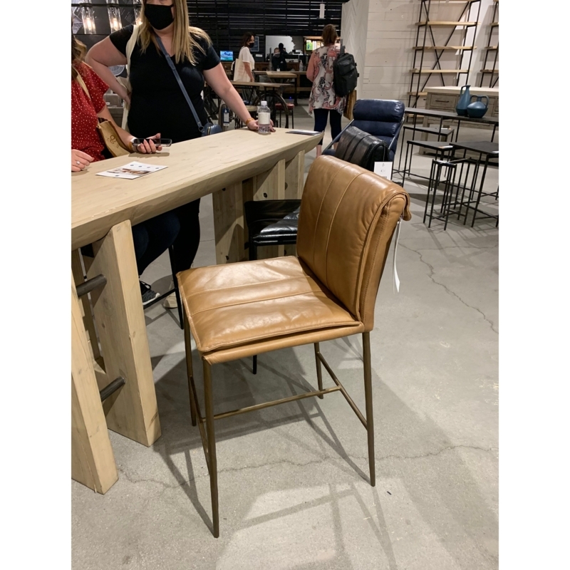 Bar Stool Channeled Back Slender Bronze Frame Modern Industrial