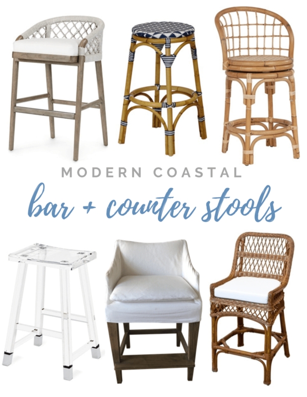 Bar Stool Collection Mixed Materials Textural Variety Modern Coastal Style