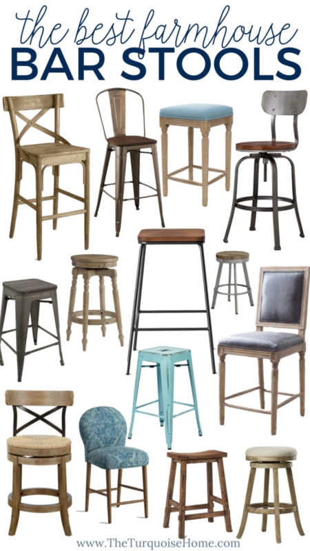 Bar Stool Collection Modern Farmhouse Mixed Materials Wood Metal