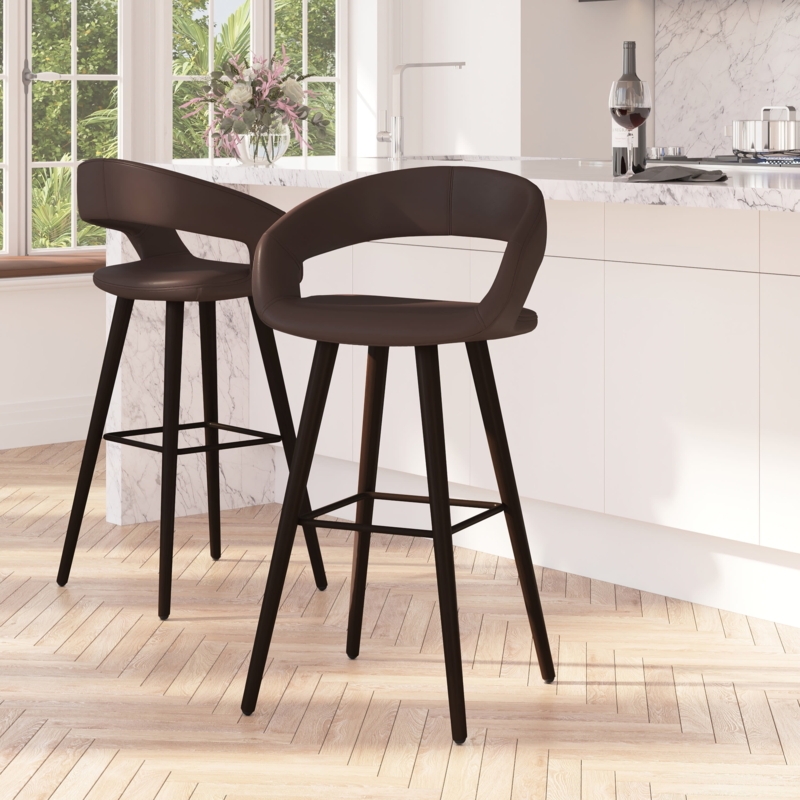 Bar Stool: Curved Back Kitchen Island Seating, Sculptural Silhouette
