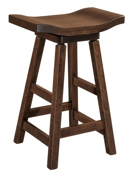 Bar Stool Espresso Finish Saddle Seat Rustic Wood Breakfast Bar