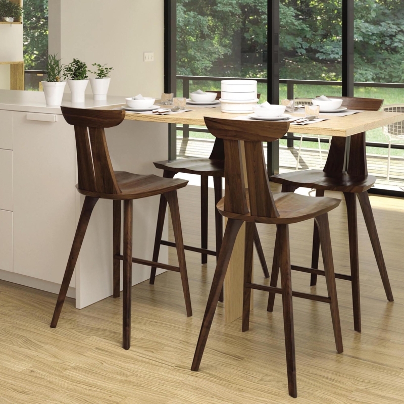 Bar Stool featuring Split Back Design and Dark Walnut-Toned Finish