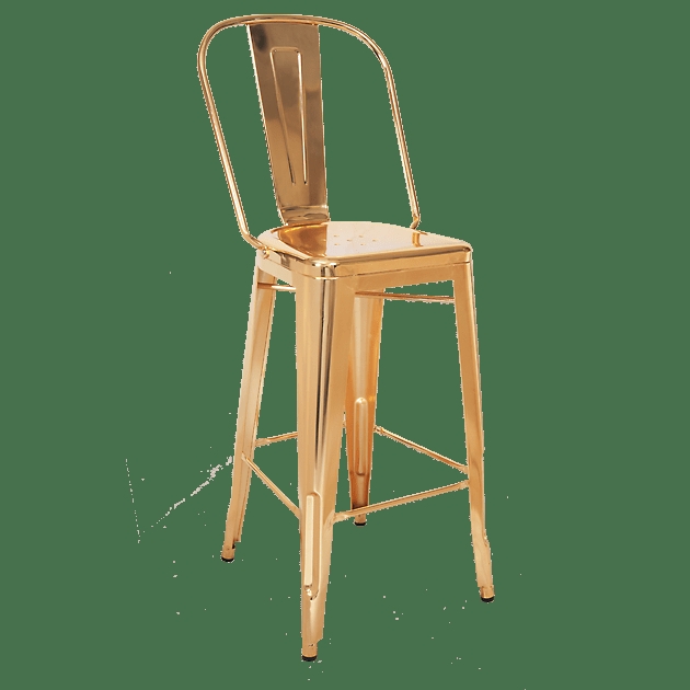 Bar Stool: Gold Bistro Silhouette with Perforated Metal Seat
