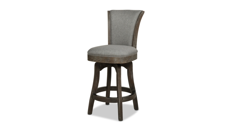 Bar Stool Heathered Swivel Armless Distressed Wood Circular Footrest