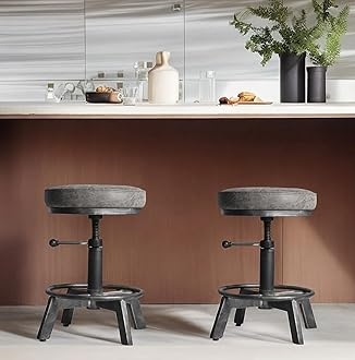 Bar Stool Industrial Swivel Screw Mechanism Charcoal Gray