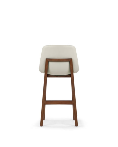 Bar Stool Leather-Like Open Back Frame Walnut-Toned Legs Mid-Century