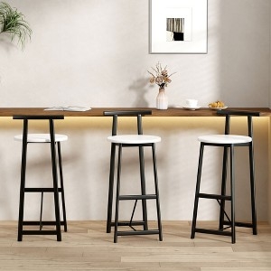 Bar Stool Low Backrest Monochrome Contrast Slim Profile Round