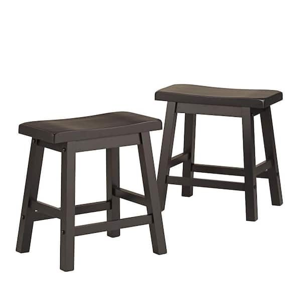 Bar Stool Midnight Black Saddle Seat Backless Angled Legs Matte