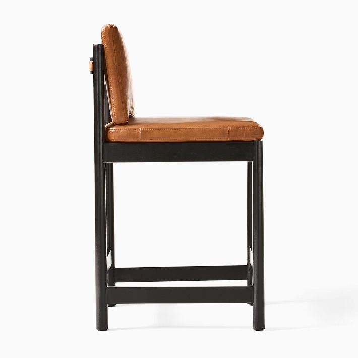 Bar Stool Minimalist Industrial with Linear Black Frame and Square Legs