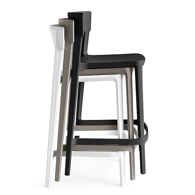Bar Stool Minimalist Stackable Monolithic Silhouette Neutral Matte