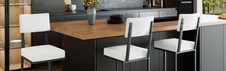 Bar Stool Narrow Silhouette Rivet Detailing Low Back White Metal