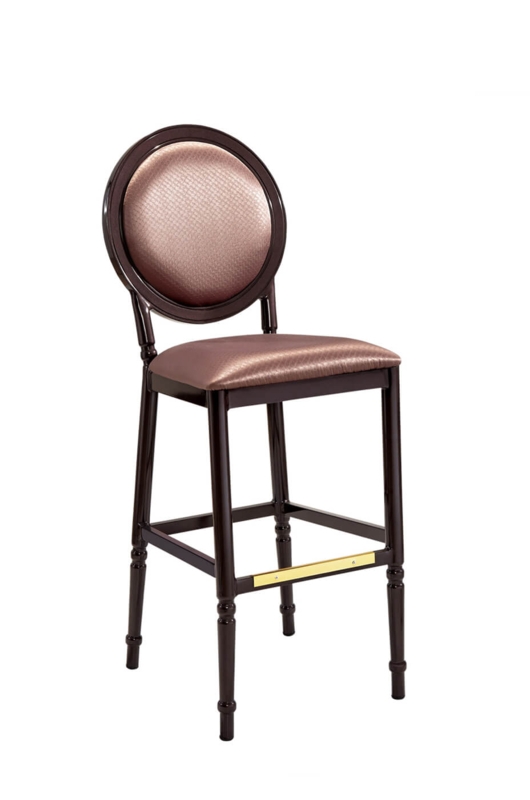 Bar Stool Neoclassical Medallion Back Mauve Upholstery