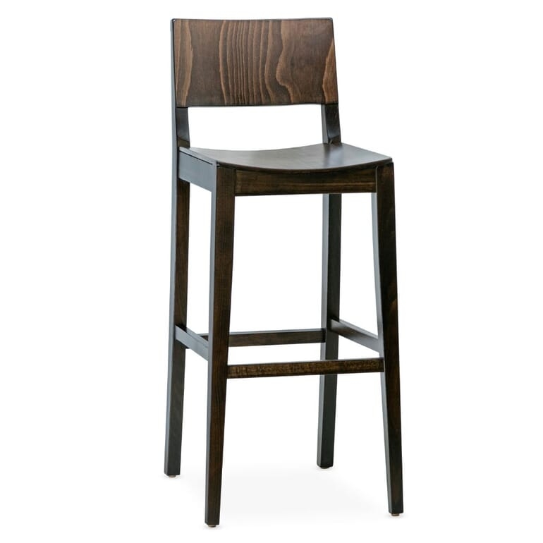 Bar Stool Open Back Dark Walnut Finish Tapered Legs Transitional