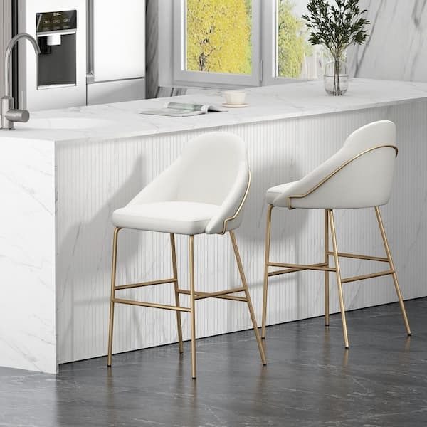 Bar Stool Polished Metal Frame with Curved Wrap-Around Open Back Design