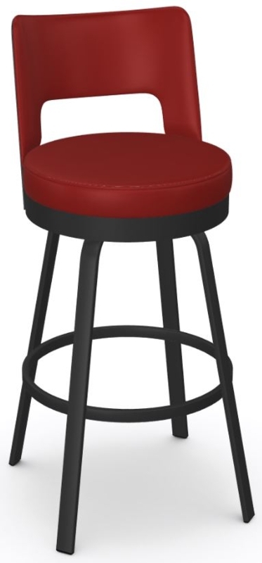 Bar Stool Rectangular Back Cutout Matte Black Frame Swivel Tapered