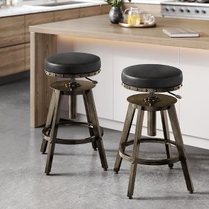 Bar Stool Riveted Trim Steampunk Style Screw Height Adjustment Bronze