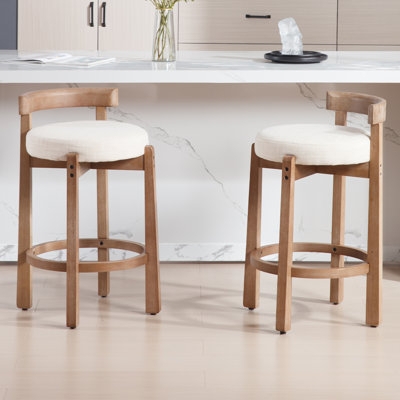 Bar Stool Round Seat Wood Frame Mid-Century Modern Kitchen Design