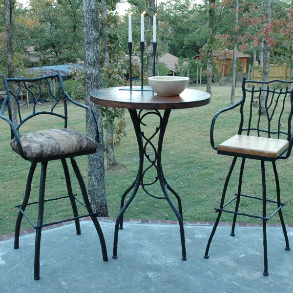 Bar Stool Rustic Wrought Iron Branch Motif Back Lodge Patio Set