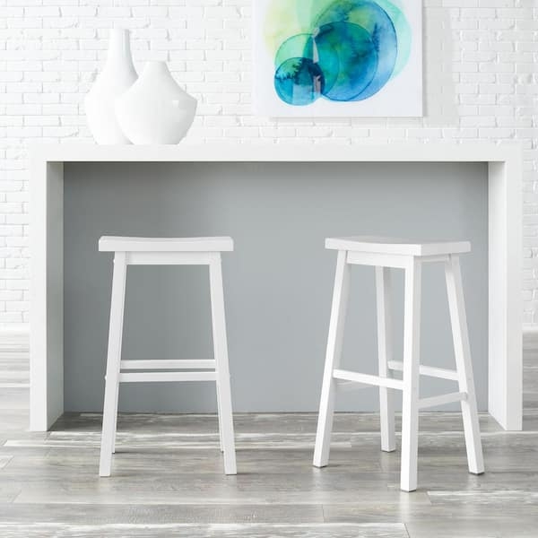 Bar Stool Saddle Seat Backless Wood Tapered Legs Modern Farmhouse