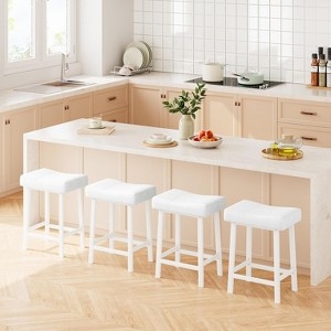 Bar Stool Saddle Seat White Upholstered Backless Scandinavian Style