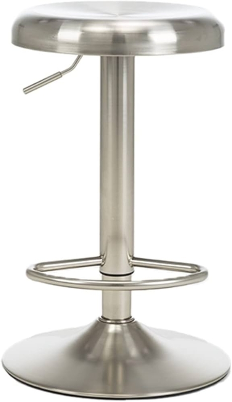 Bar Stool Satin Silver Pedestal Base Backless Adjustable Height Swivel