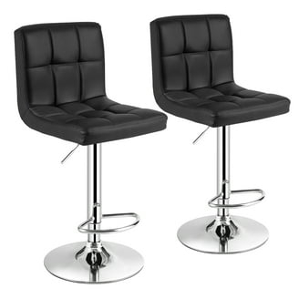 Bar Stool Set Tufted Adjustable Height Chrome Base Contemporary Stools